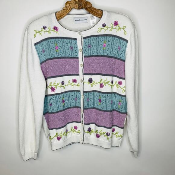 Cottagecore Floral Pastel Cardigan Sz Large Purple Blue - Picture 5 of 9